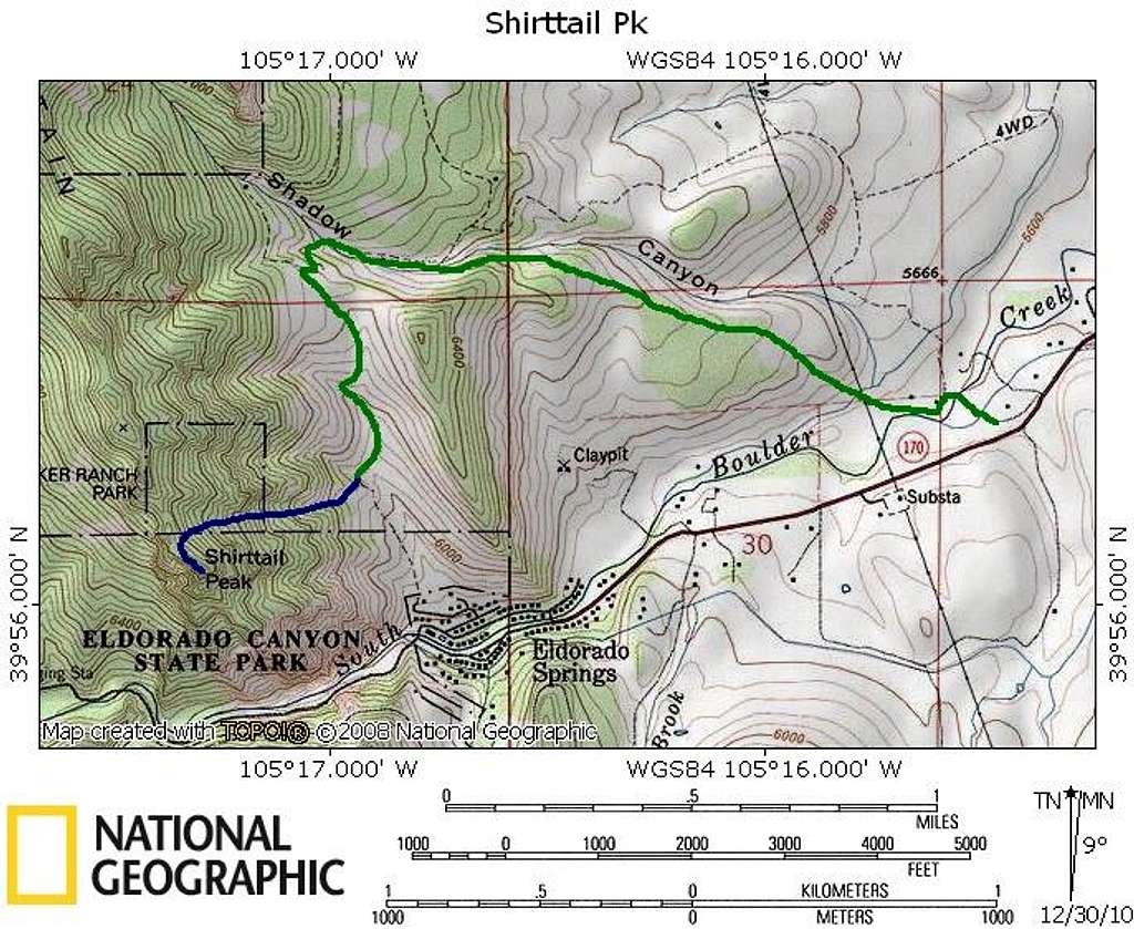North Ridge of Shirttail Peak from Mesa South Trailhead