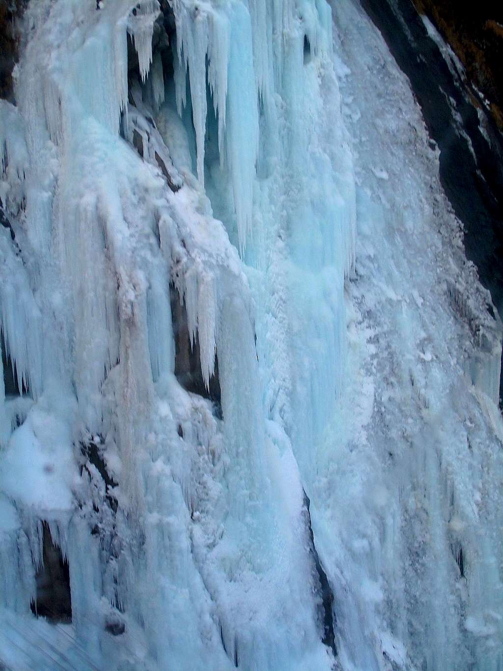 Close-up on frozen waterfall