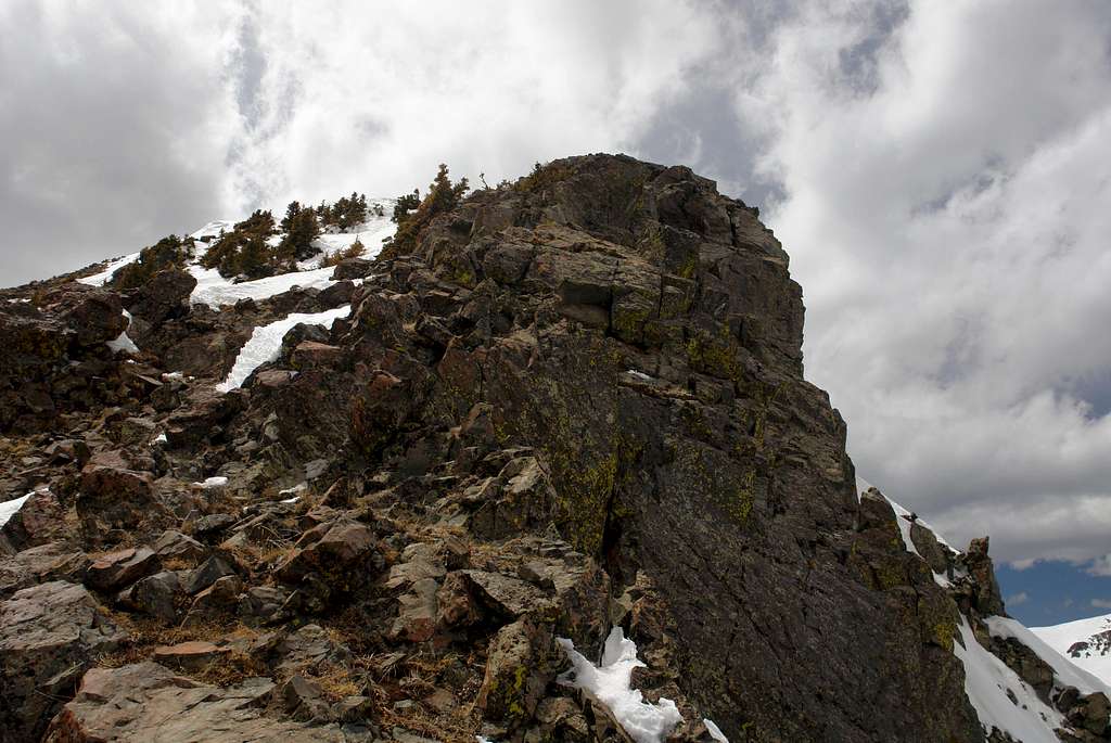 One of the rocky steps on the NE ridge of 