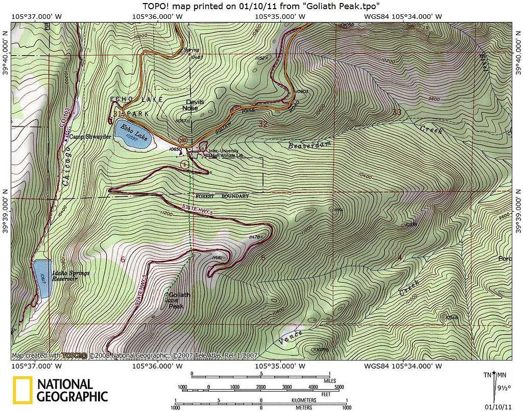 Rout Map, from Echo Lake