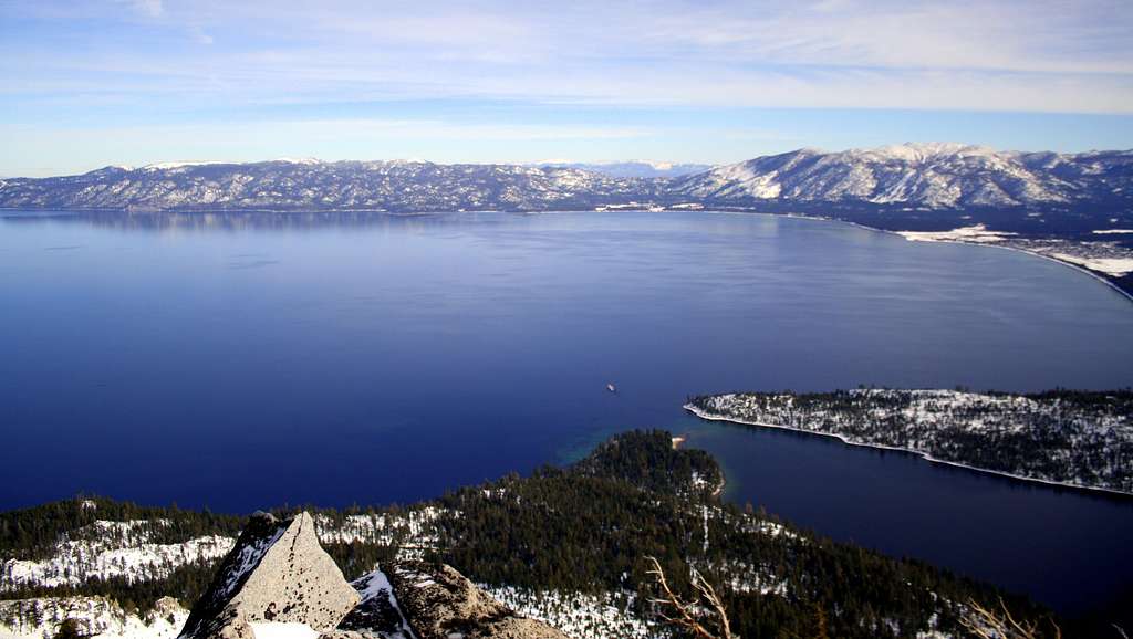 The summit view of Lake Tahoe from Jakes Peak