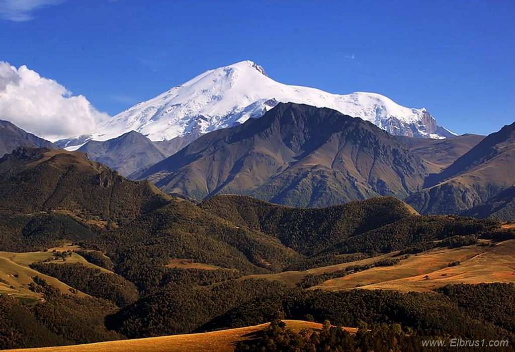 Mt. Elbrus. Seen from Hudes valley.