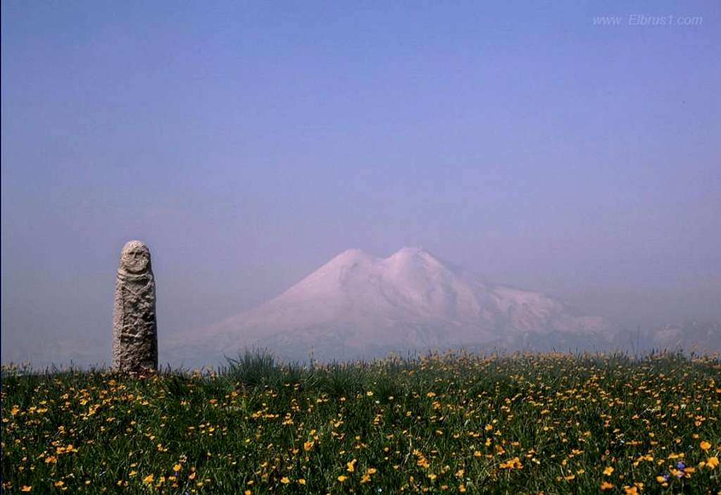 Mengir stone with Elbrus view.