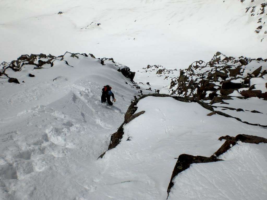 Skiing above the Crux Section