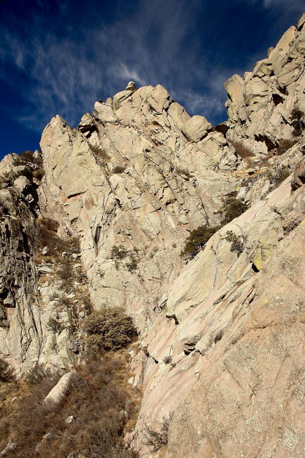 At the base of the north-to-south gully