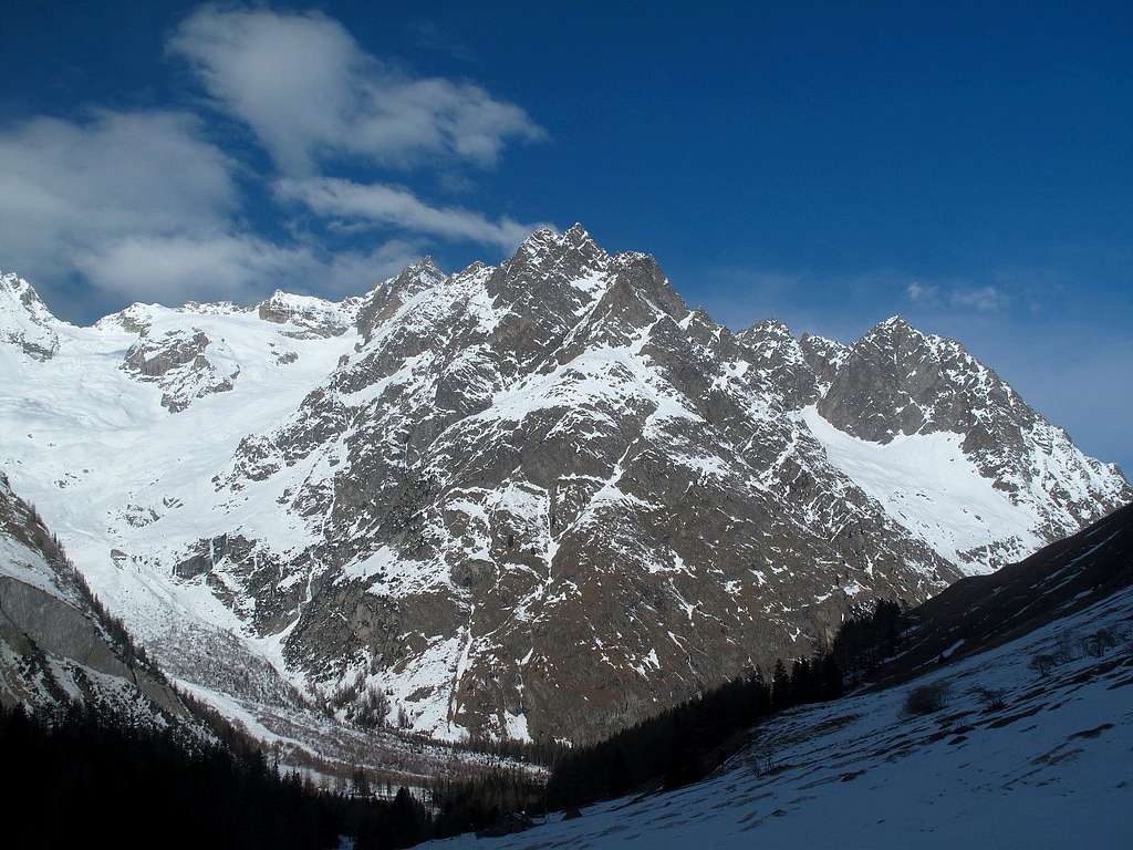 The portion of the Mont Blanc group just above La Fouly