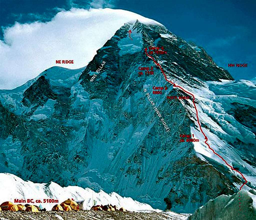 The 2002/2003 winter attempt route on K2