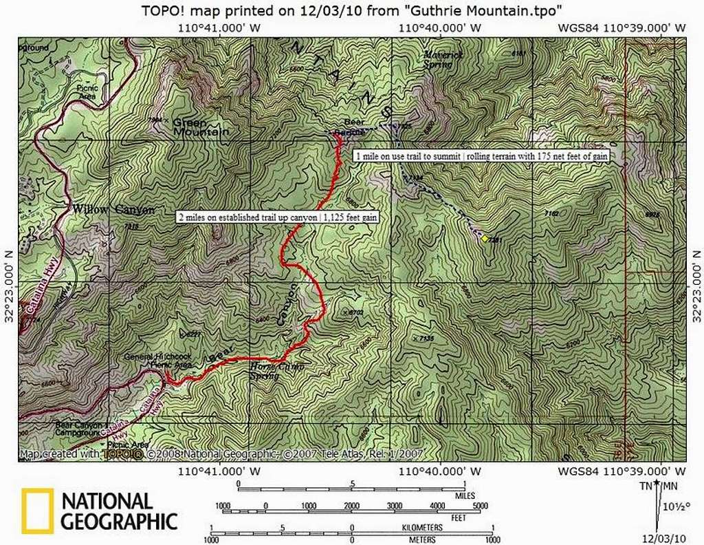 Bear Canyon Route Map