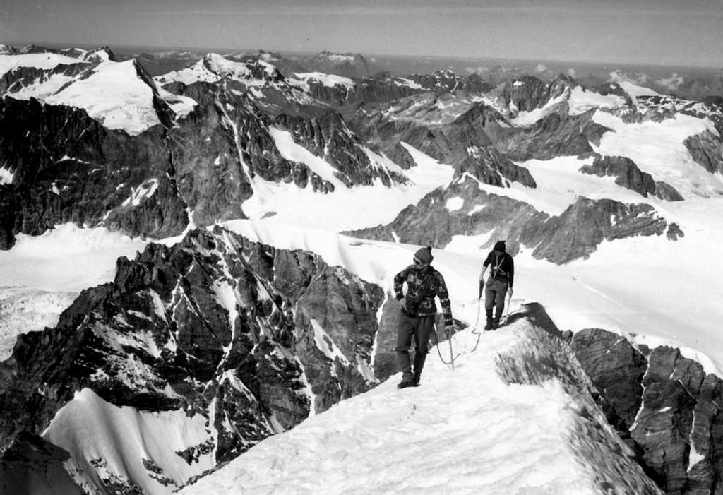 DENT d' HERENS on the snowy terminal crest, on1966  