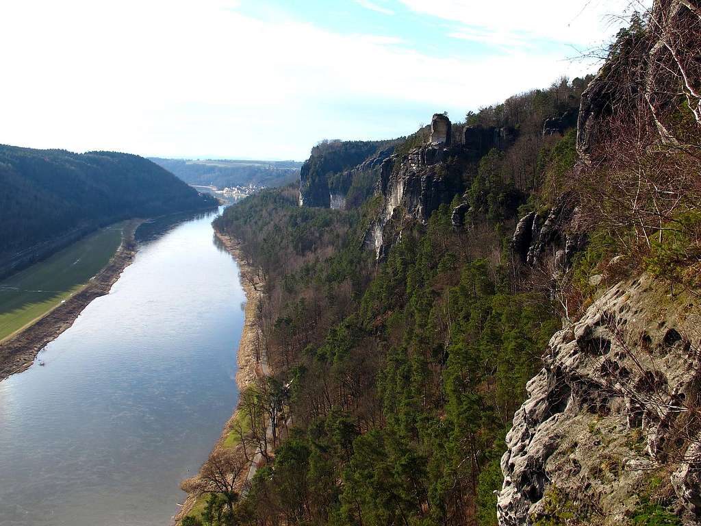 Looking down the Elbe from the Bastei