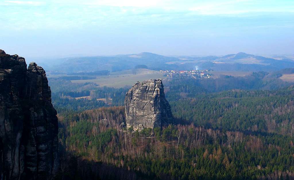 The Falkenstein, seen from the Schrammsteinaussicht