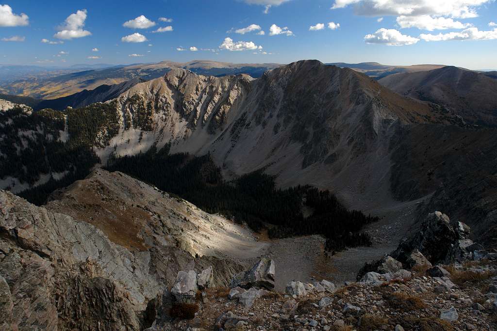 NW Ridge of Middle Truchas Peak, view NE