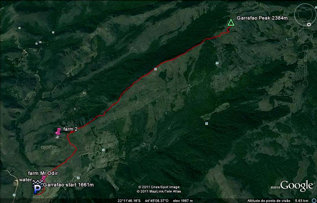 Sat view of the hike