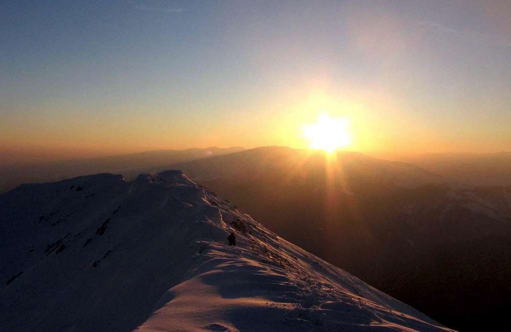 The most beautiful sunset that I have ever seen in winter on this mountain  - South ridge