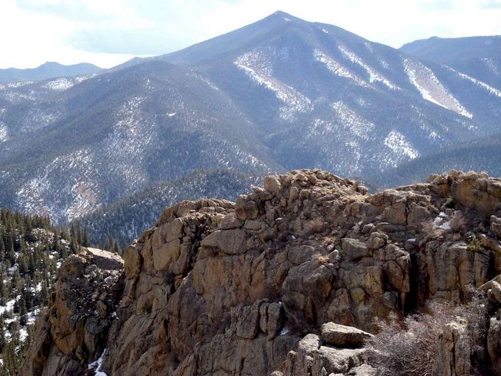 Mount Rosa above rocky outcrop