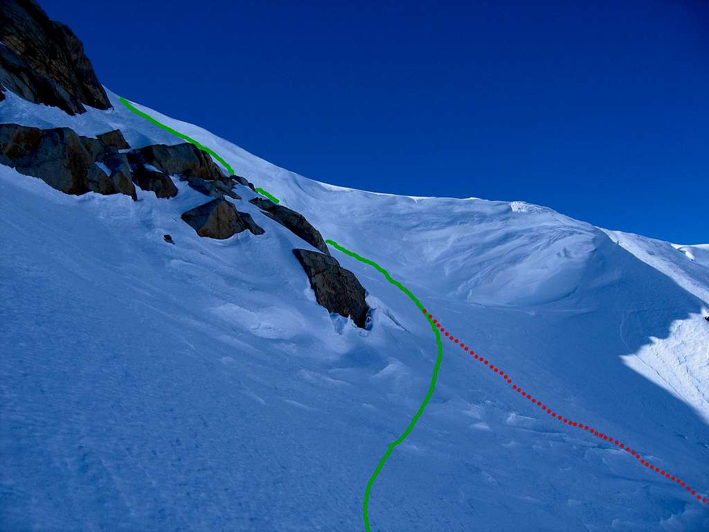 Top section of the Pyramid Couloir