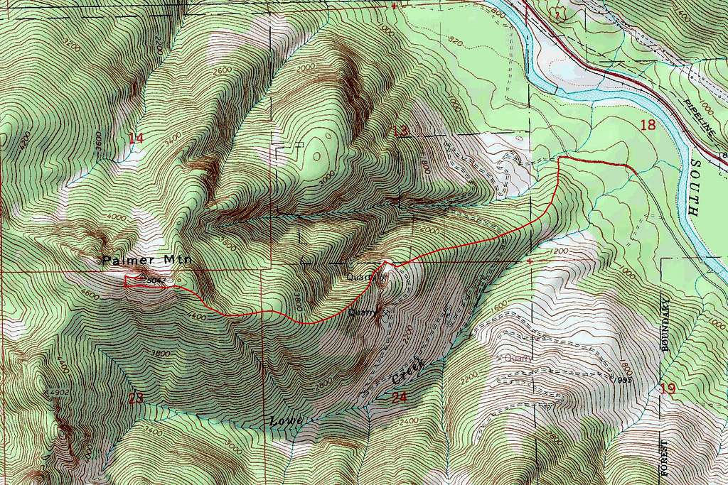 Topo Map of Palmer Mountain