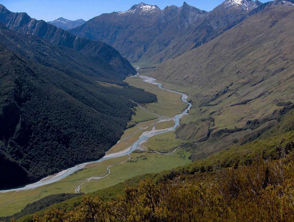 View downstream along the Matukituki River valley