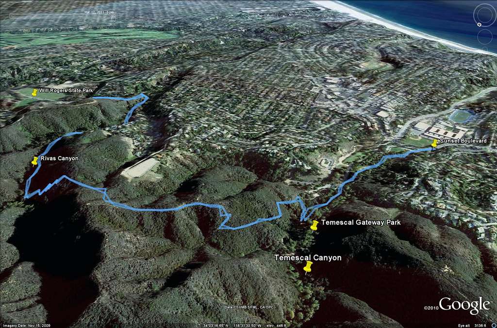 Temescal Rivas Canyon Trail - Google Earth