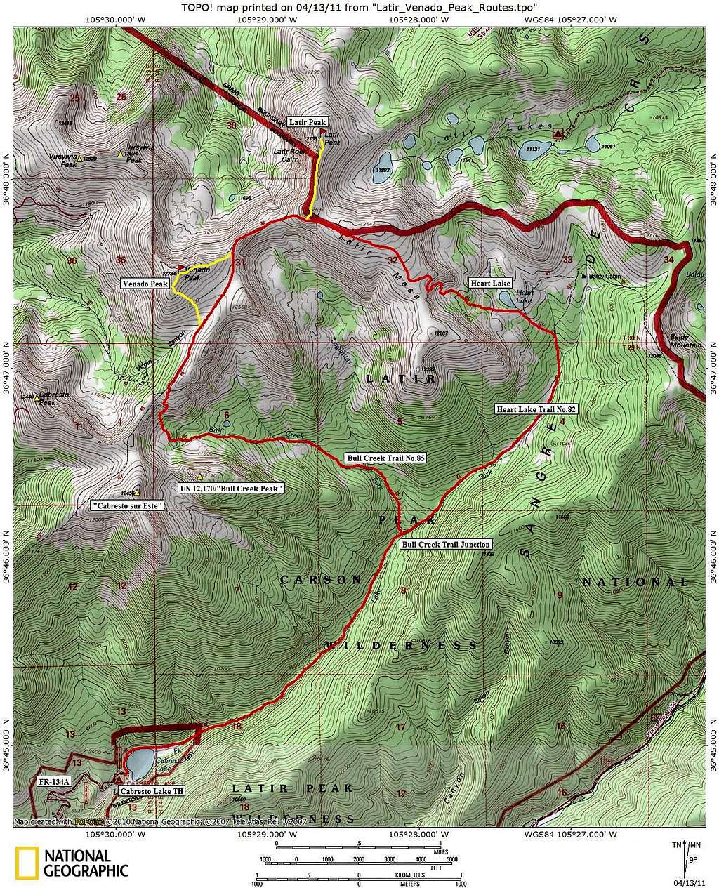 Latir Peaks Route Map