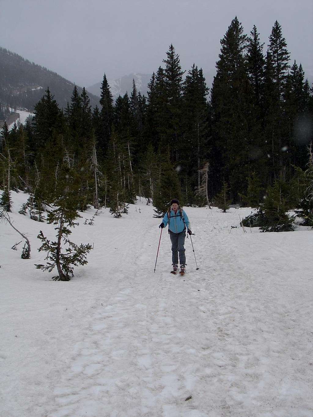Amy skinning up the Williams Lake Trail