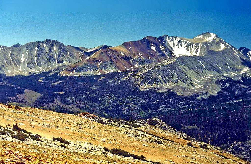 Wheeler Peak, Mt. Morgan south above Little Lakes Valley from Red Mtn.