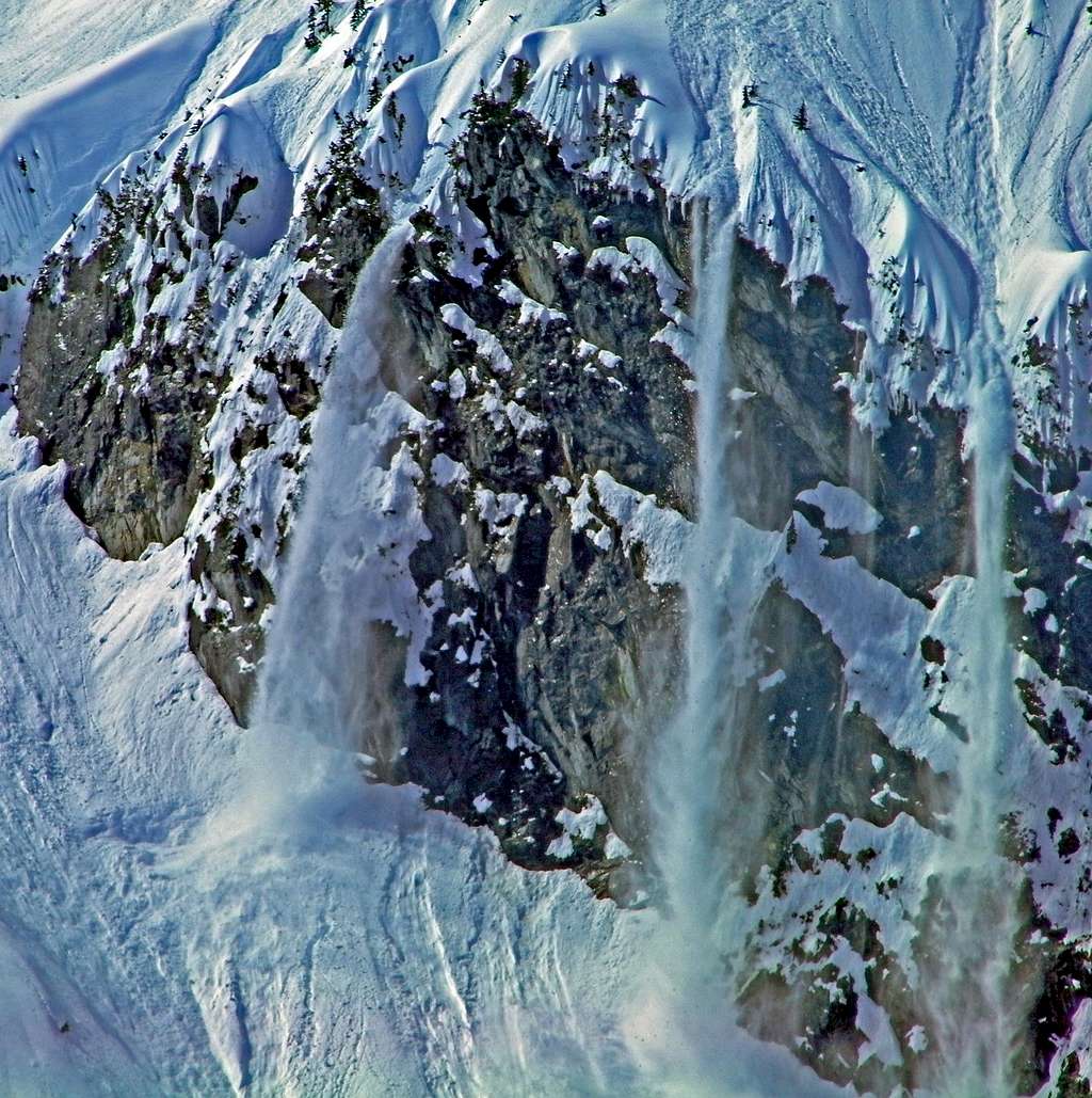 Avalanches Pouring Down the Face of Mount Index