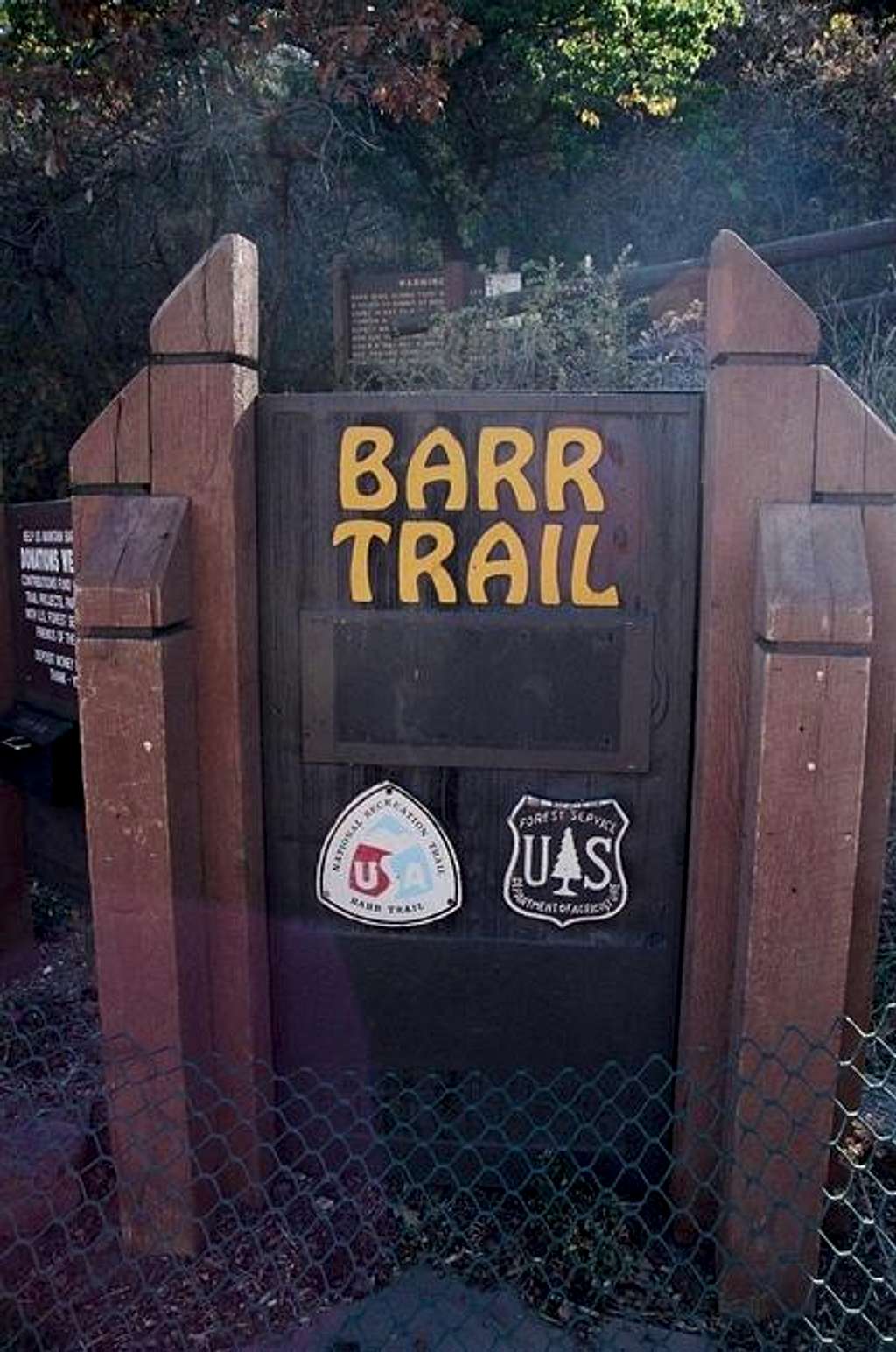The Barr Trail trailhead sign.