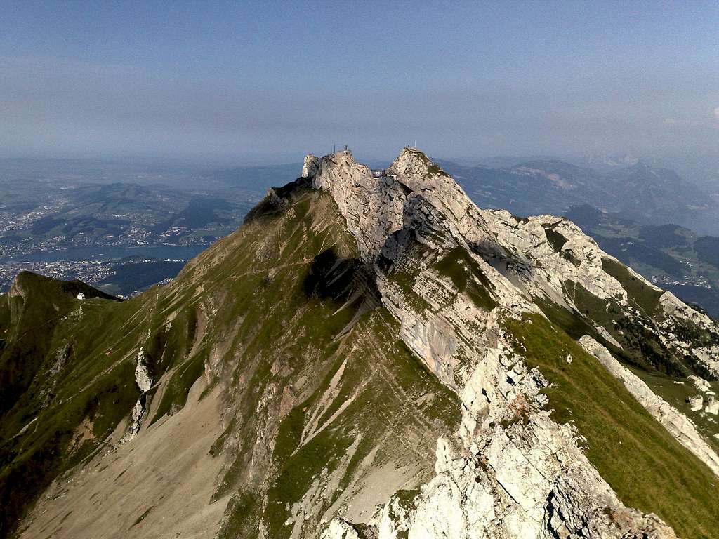 Pilatus, seen from its highest point Tomlishorn (2128m) over to Pilatus-Kulm, Oberhaupt (2106m) and Esel (2118m)