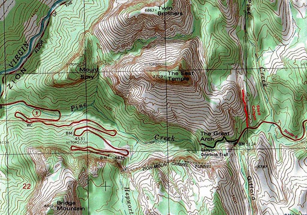 Map of Shelf Canyon