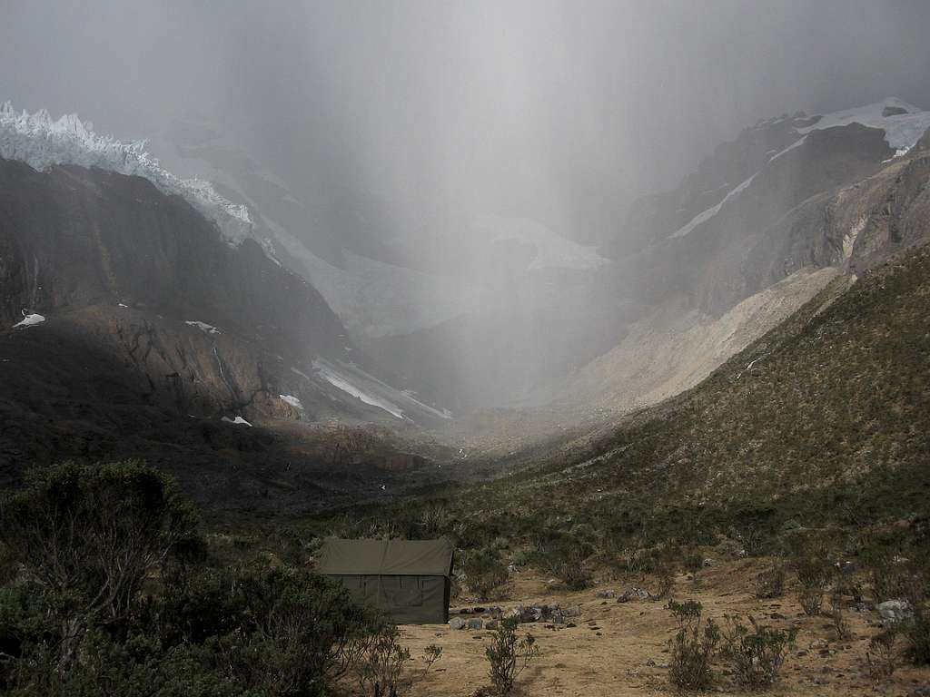 Stormy weather at Maparaju Base Camp
