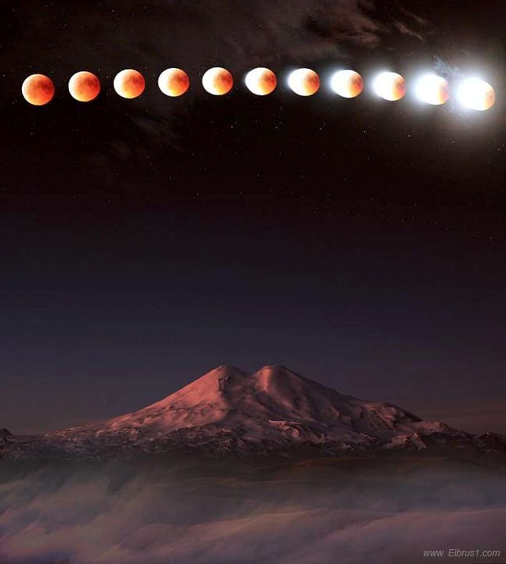 Moon Eclips over Elbrus, as seen from the North...