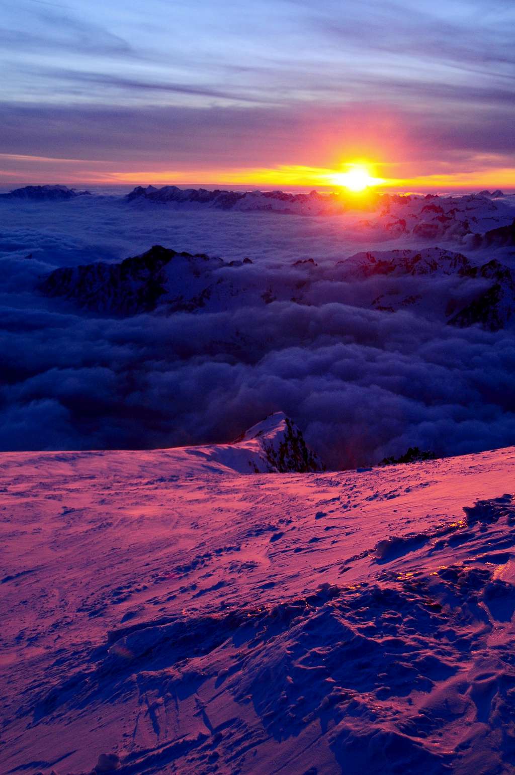 Winter sunset from Col des Grands Montets