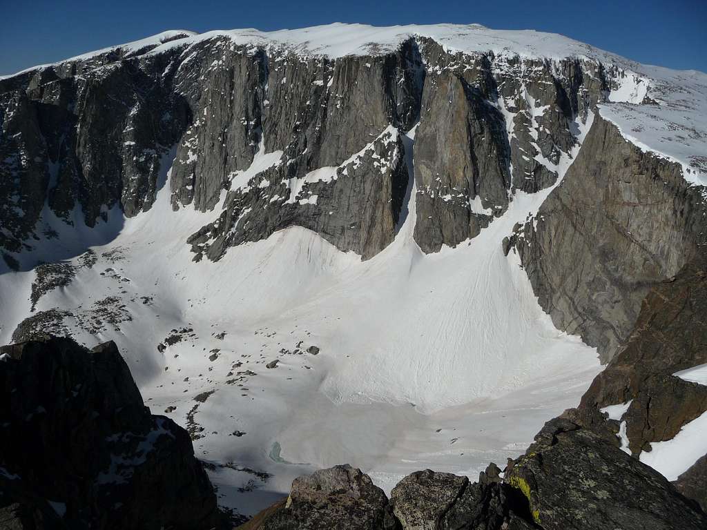 Chill Lakes Cirque from base of Darton proper, June 22, 2011.  What's In The Box center, Cadillac Couloir right