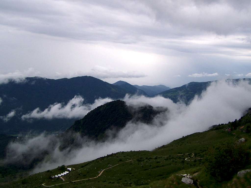 Low clouds on the slopes of Krn