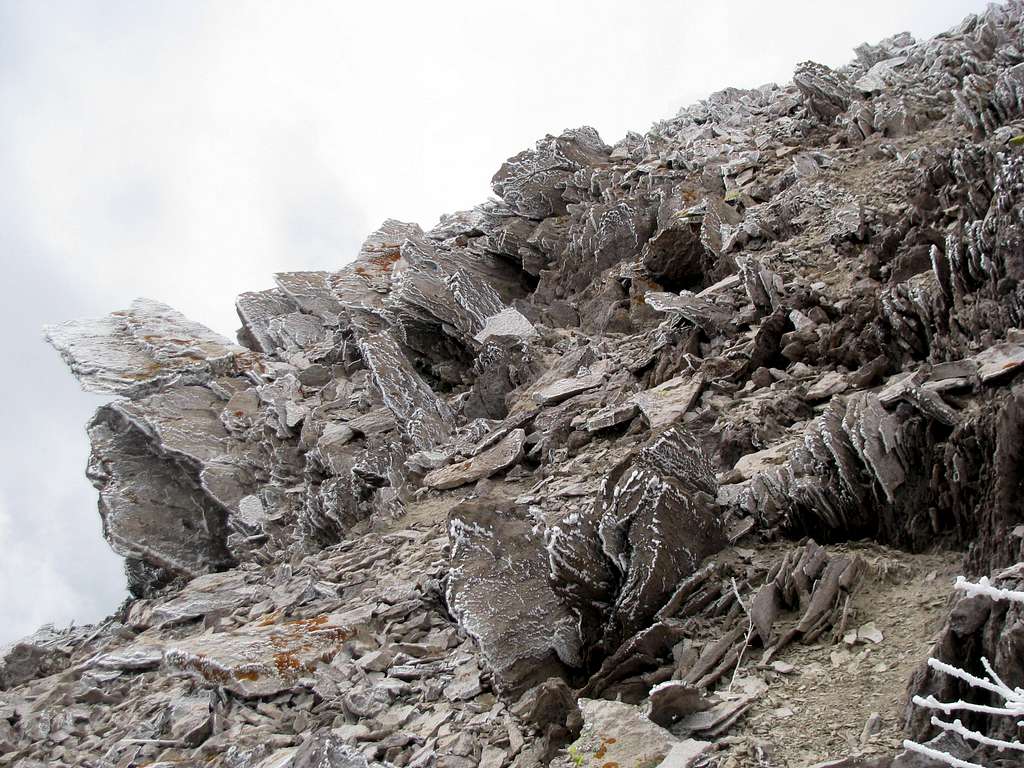 Odd rocks covered in rime