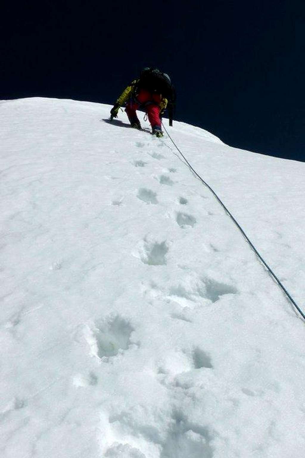 Climbers below summit