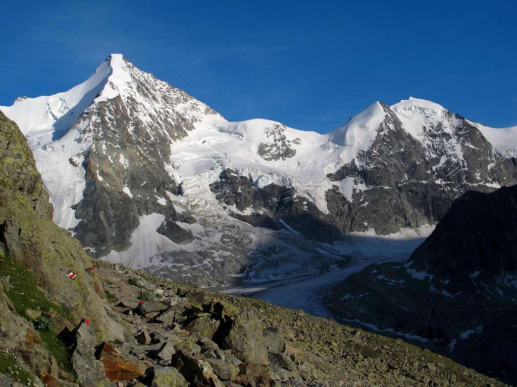 Obergabelhorn (4063m) and Mont Durand (3713m) above Glacier Durand