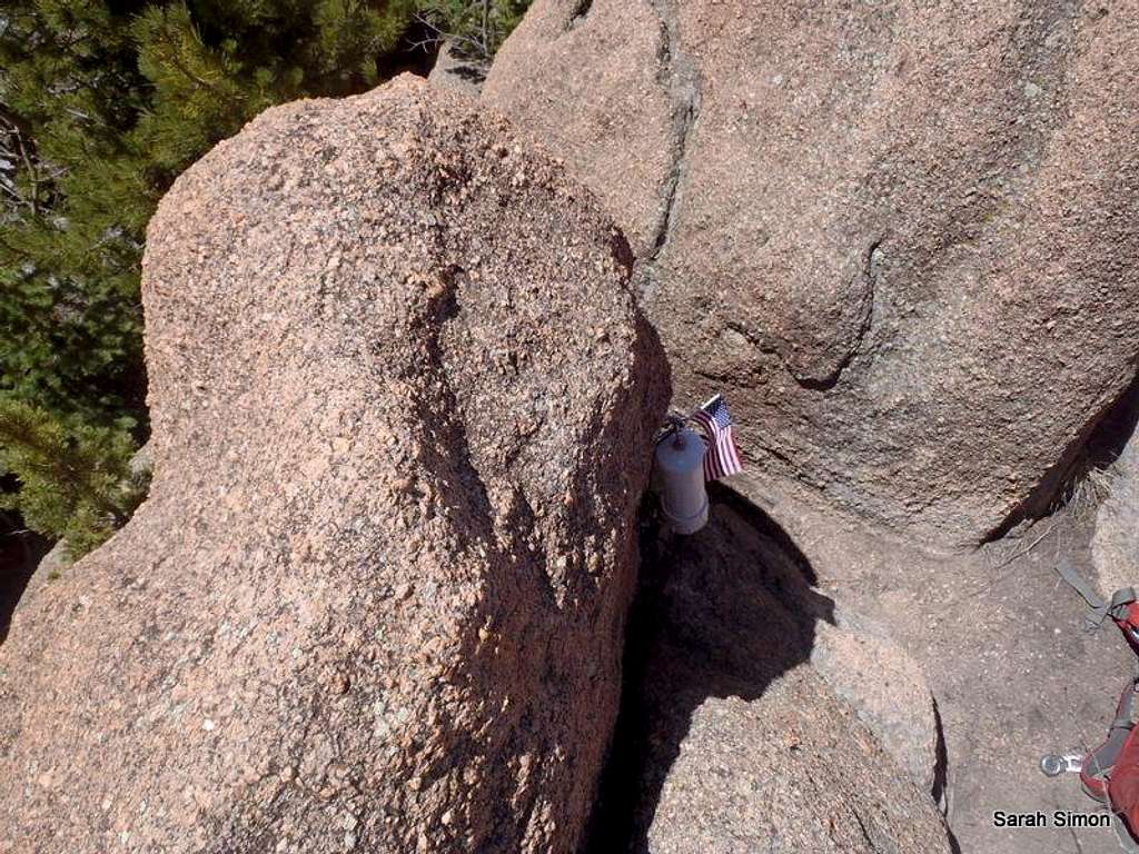 Looking down from the summit boulder