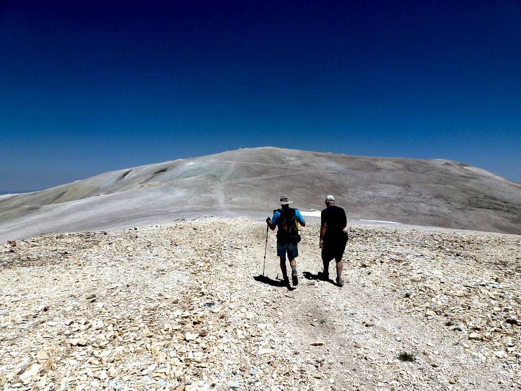 Chuck and Jerry heading back towards Patterson after bagging Wheeler Peak.
