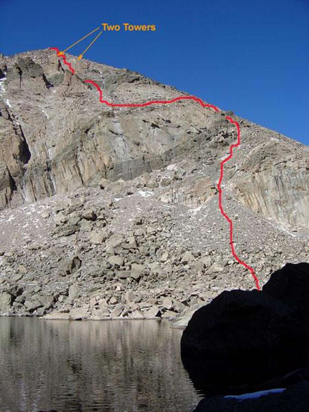 Route from Chasm Lake to the...
