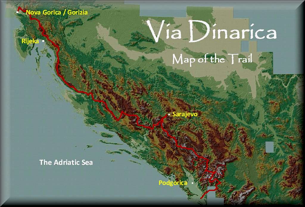 Via Dinarica - Map of the Trail