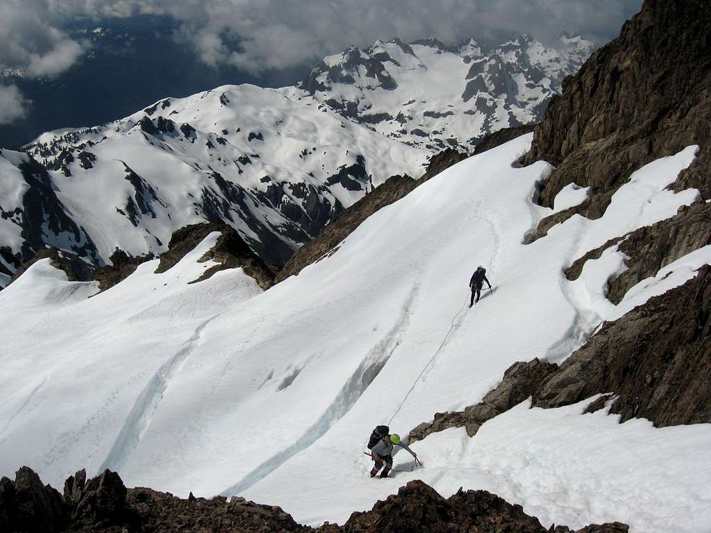 Climbers approaching the false summit of Olympus