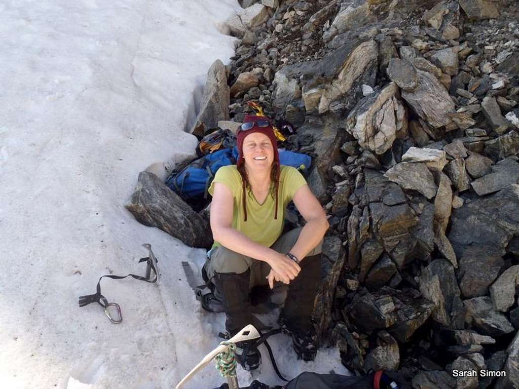 Resting at the top of the snow field