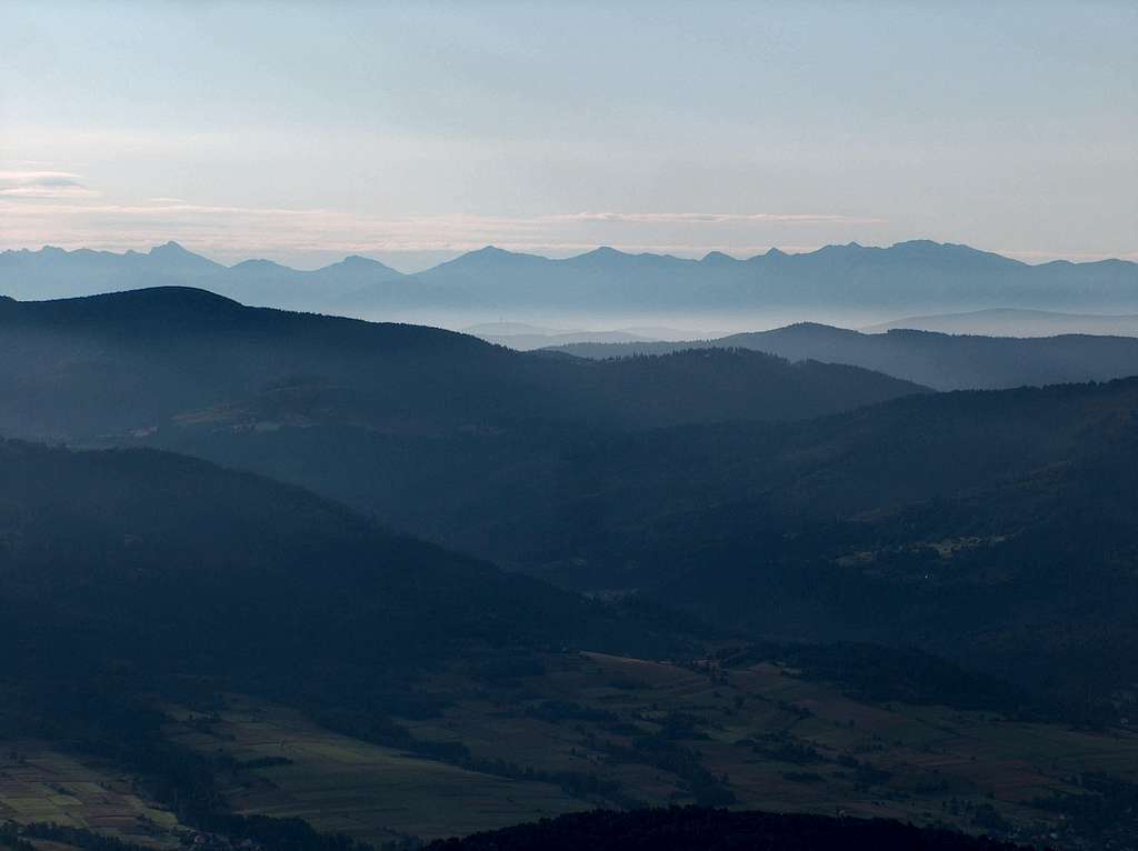 The Tatras from the top of Barania Góra