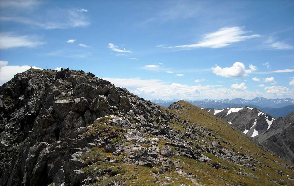 Looking up to the summit of Byers Peak