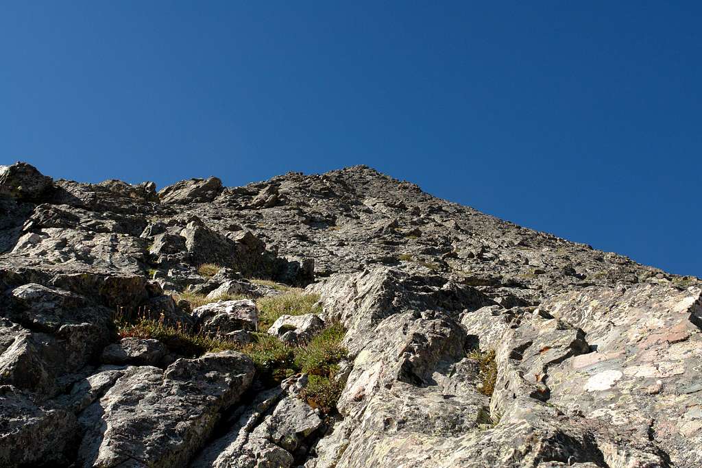 Looking up the middle and upper sections of the ridge