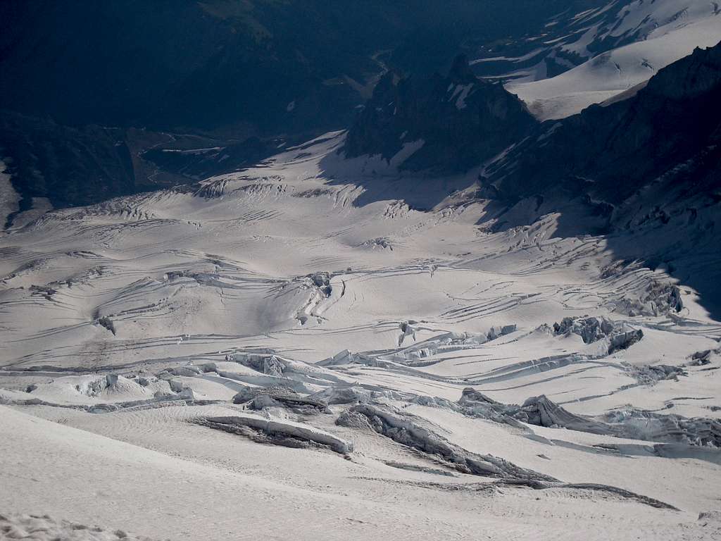 Mt Rainier via DC route  Crevasse field