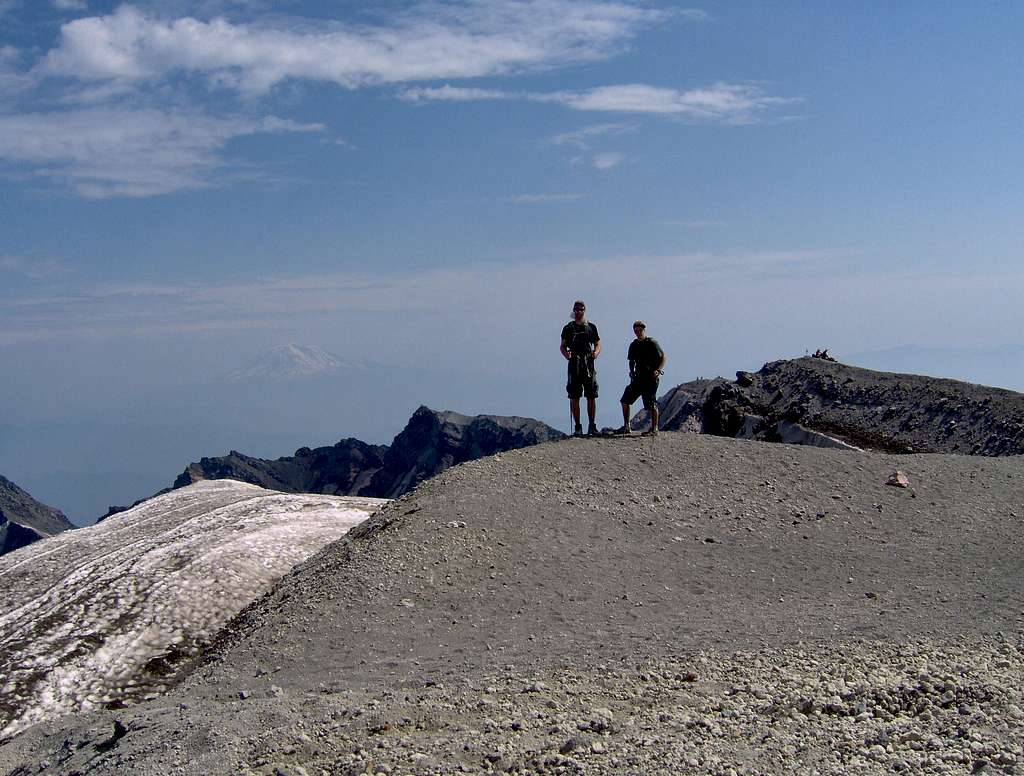 My friend and I on the highest summit point of Mt. St. Helens