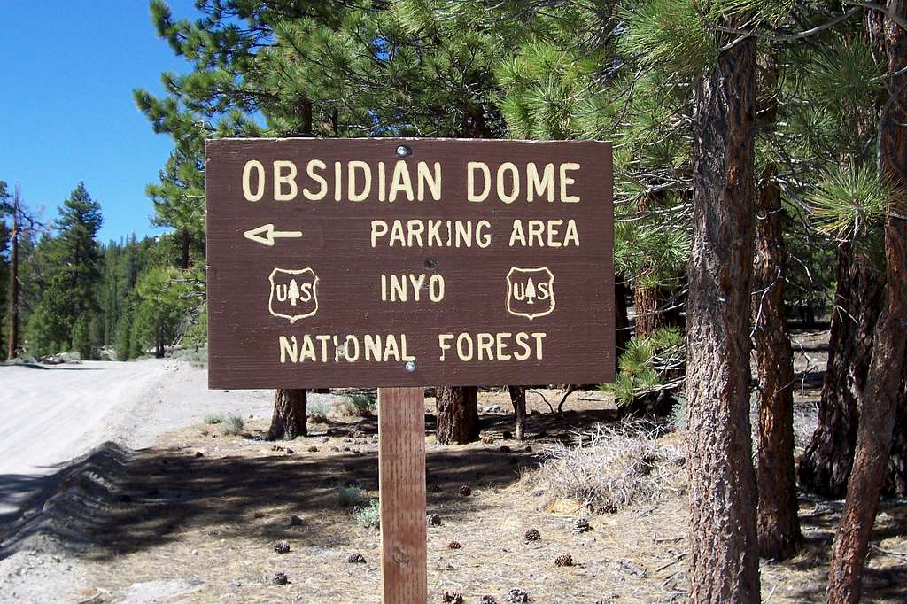 Obsidian Dome Parking area sign